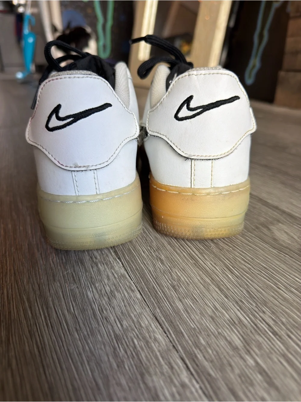 Nike Air Force One White Low-Top Sneakers with Black Accents Silver Logo